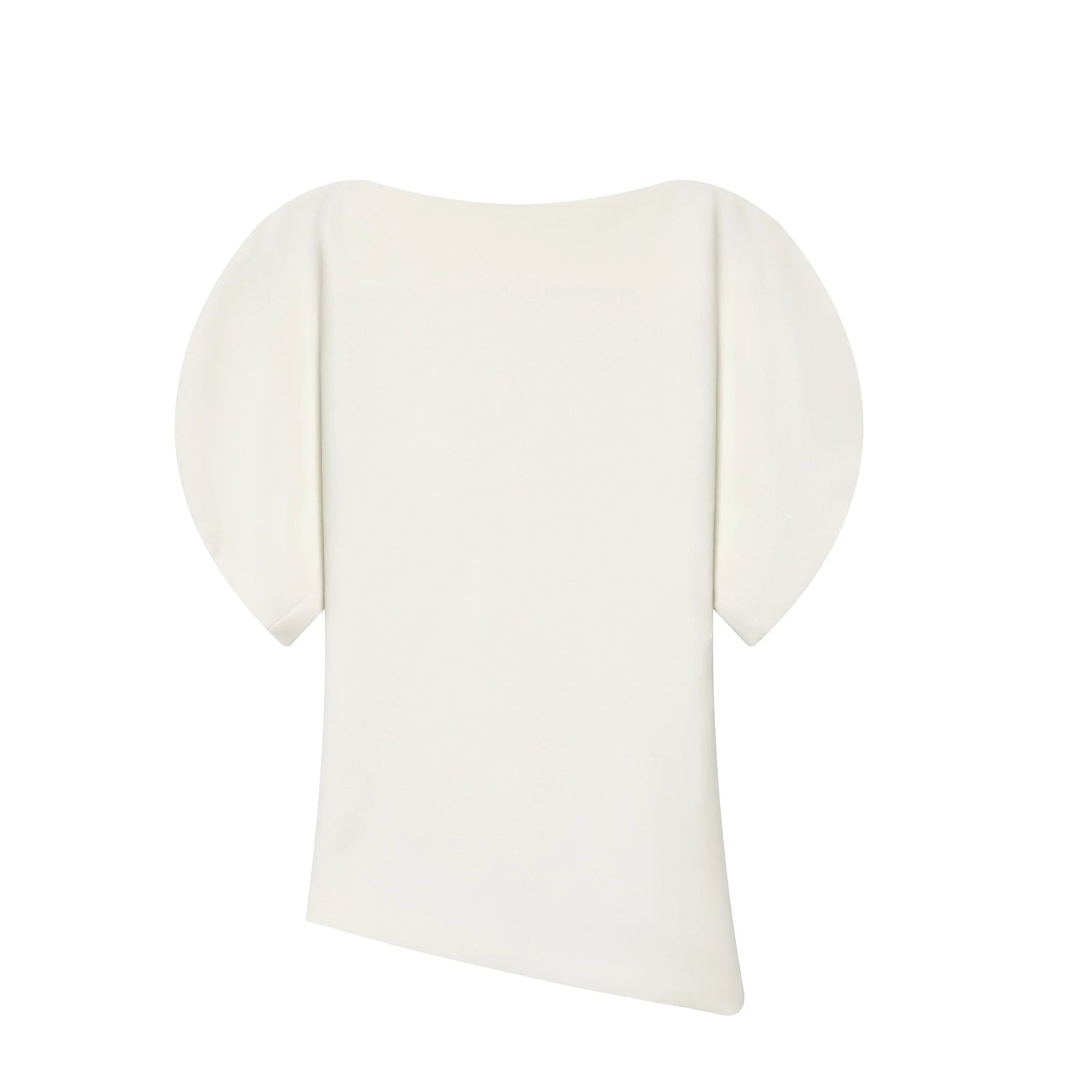 Women Vintage Black Short Puff Sleeve Shirts O Neck Asymmetrical Hem Blouse 2026 Spring Trend High Street Lady Chic Tops