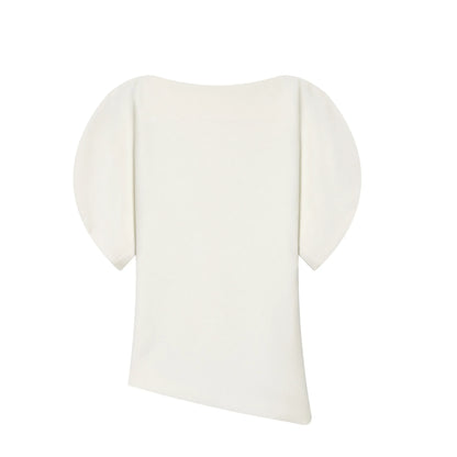 Women Vintage Black Short Puff Sleeve Shirts O Neck Asymmetrical Hem Blouse 2026 Spring Trend High Street Lady Chic Tops