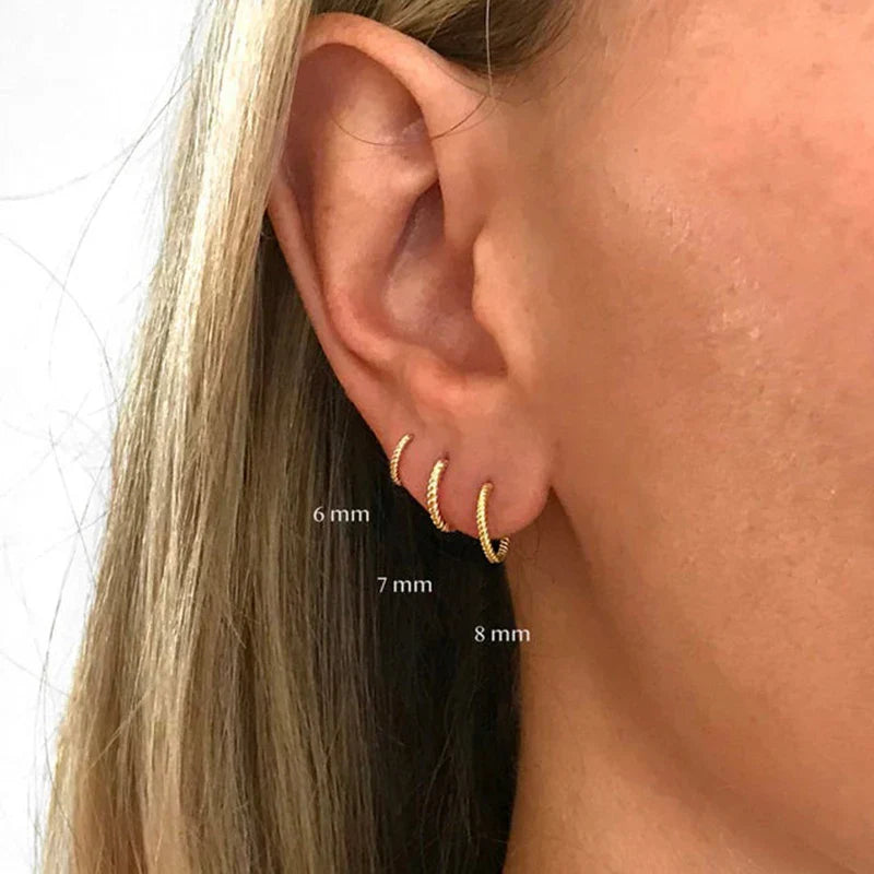 1pair 925 Sterling Silver Hoop Earring 6/7/8/13mm Circle Round Huggies for Women Men Ear Ring Bone Buckle Fashion Jewelry