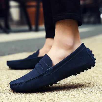 High Quality Suede Men Casual Shoes Non-slip Mens Driving Shoes Slip on Flats Loafers Leather Shoes 10 Colors Size 38-49
