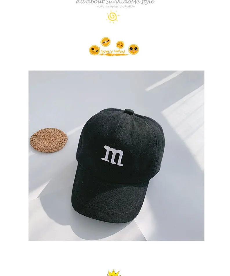 Kids Baseball Cap Children's Hat for Lovely Baby Cotton Breathable Kids Hats Girl Boy Caps M Letter Embroidered Hat for Boy