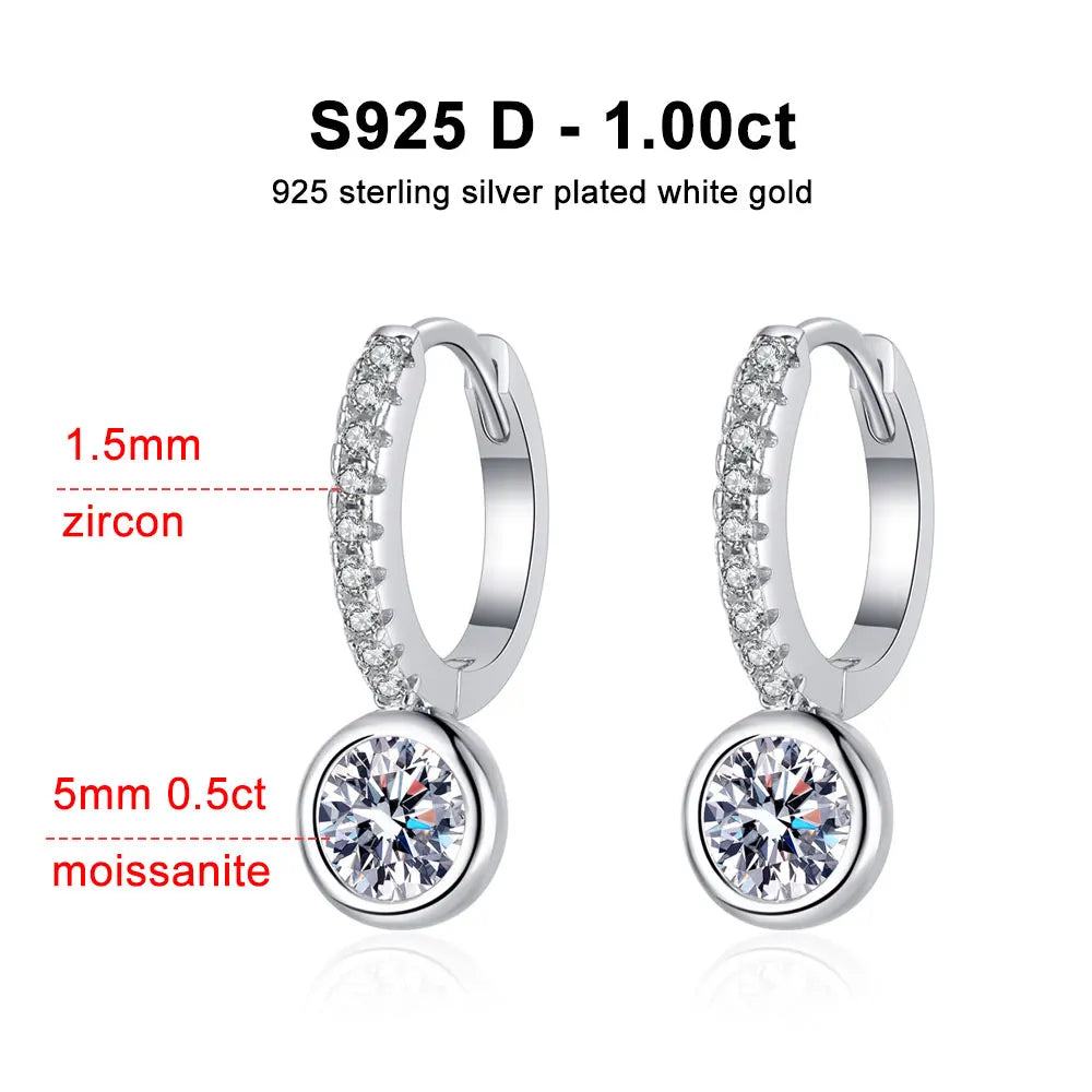 5mm D Color Moissanite Pendant Earring Lab Diamond GRA Certified Fine Jewelry 925 Sterling Silver Earring for Women Man