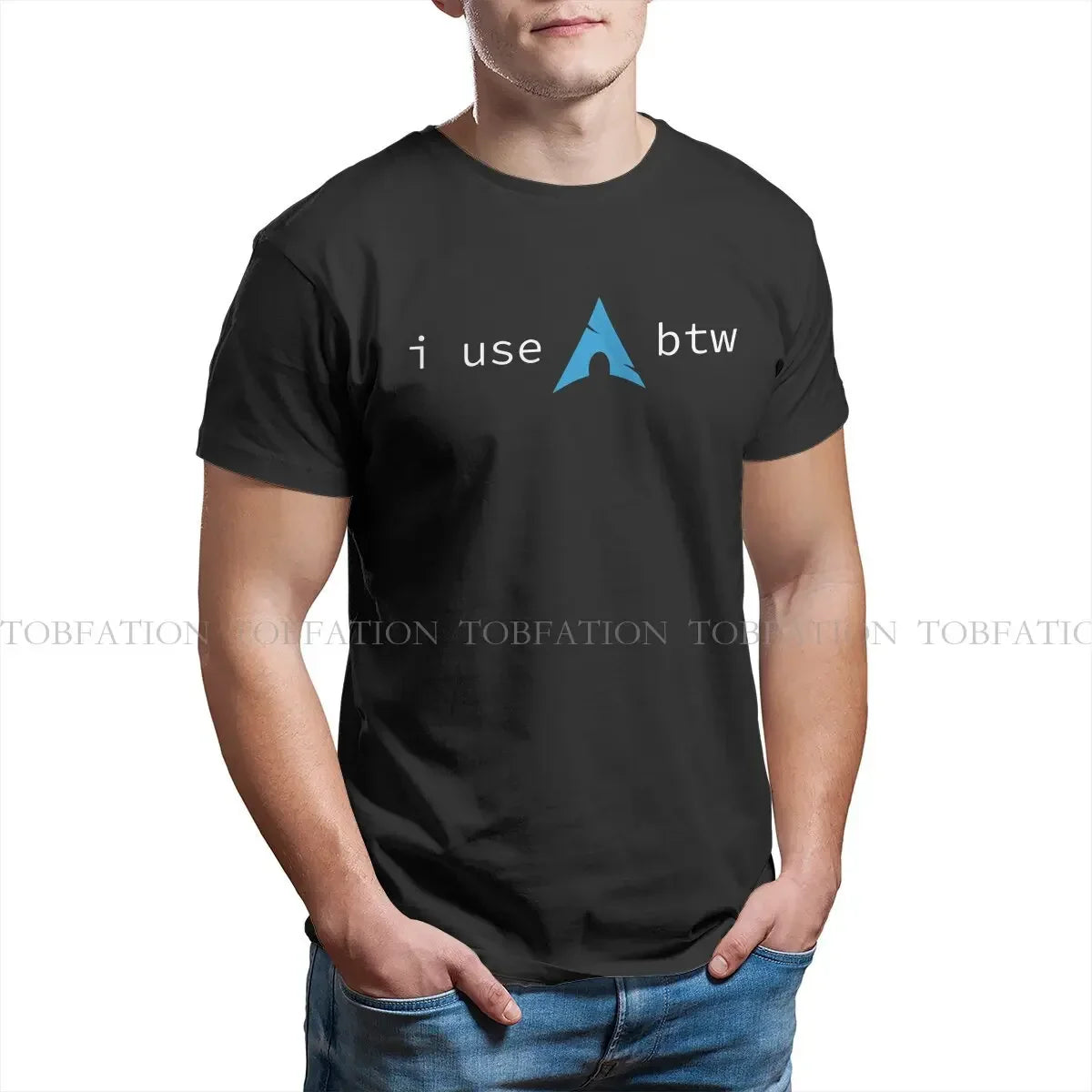 Use Arch Btw Man's TShirt Linux Operating System Tux Penguin Crewneck Tops 100% Cotton T Shirt Humor High Quality Birthday Gifts