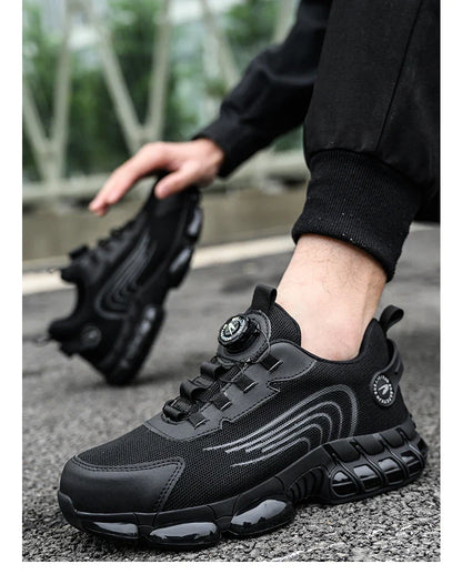 Rotary Buckle Work Safety Shoes For Men and Women Air Soft Sole Lightweight Protective Work Sneakers Men Breathable Boots