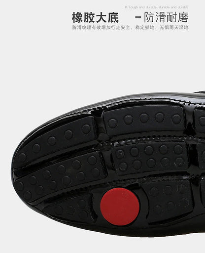 2025 Spring and Summer New Internet Celebrity Glossy Leather Peas Shoes Men's Large Size Slip-On Trendy Fashion Handmade Men's Shoes