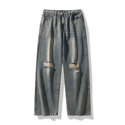 Men's American Style Loose Straight Leg Jeans Vintage Spring Summer New Arrival Drapey Trendy Wide Leg Long Pants