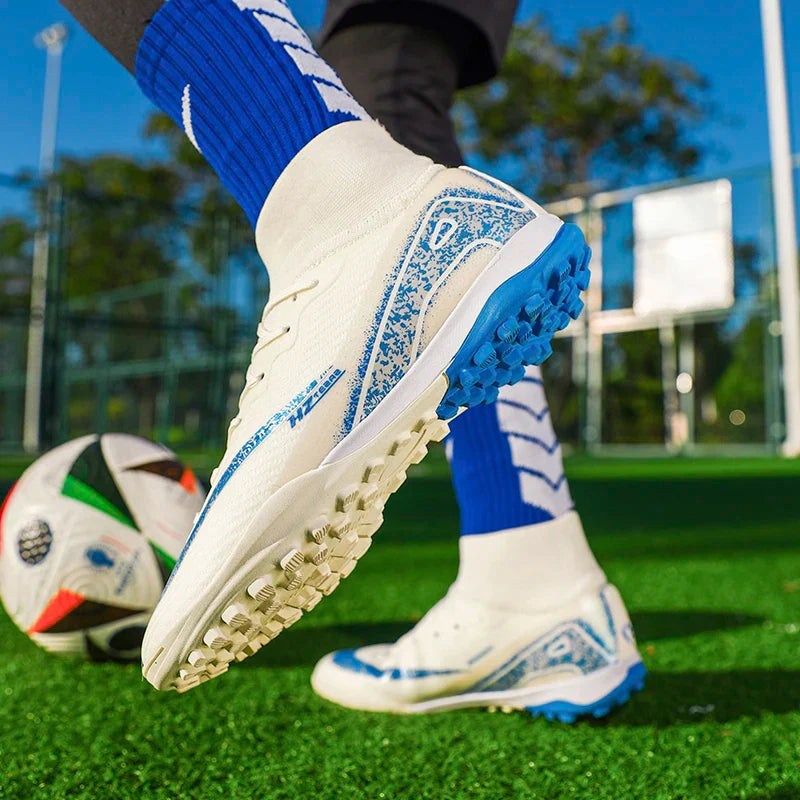 Kids Soccer Cleats for Boys and Girls Youth High-top Football Shoes Outdoor Athletic Turf Soccer Shoes