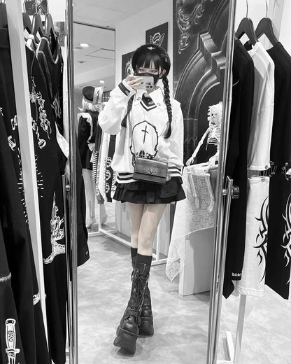 Japanese Harajuku Punk College Style Plaid Cake Ultra Short Skirt Subculture Y2k Girl Autumn High Waist Mini Skirt with Waistbag