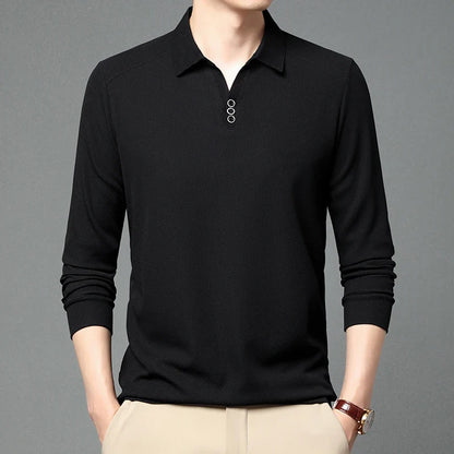 High quality brand long sleeve men's polo shirt autumn fashion customization high-end slim fit top casual business T-shirt