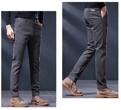 Classic Slim Fit Mens Casual Pants Breathable Straight Stretch Korean Business Trousers Spring Autumn New Fashion Male Clothing