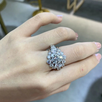 8ct D Color All Moissanite Ring s925 Sliver Plated 18k White Gold Wedding Band Engagement Rings For Women Fine Jewelry