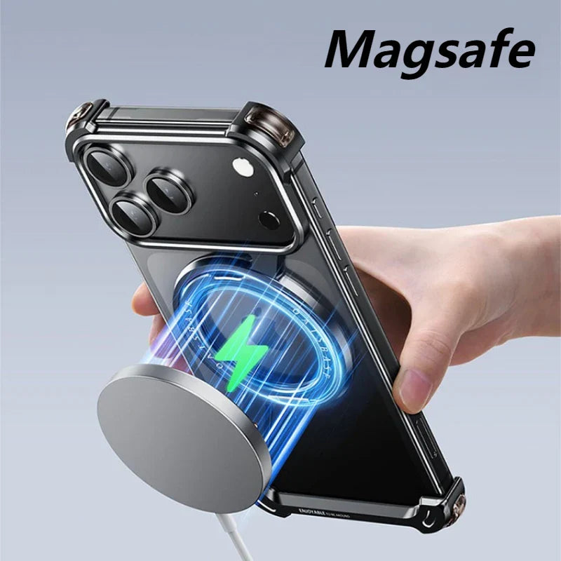 Phone Case for iPhone 17 Pro/Pro Max/17/Air with 360° Rotatable Stand Metal Frameless Magsafe Protective Shockproof