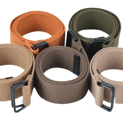 Fashion Free Punch Canvas Belt Cotton Canvas Cloth Fabric Buckle Belt Double Ring Buckle Best Canvas Belts Men's