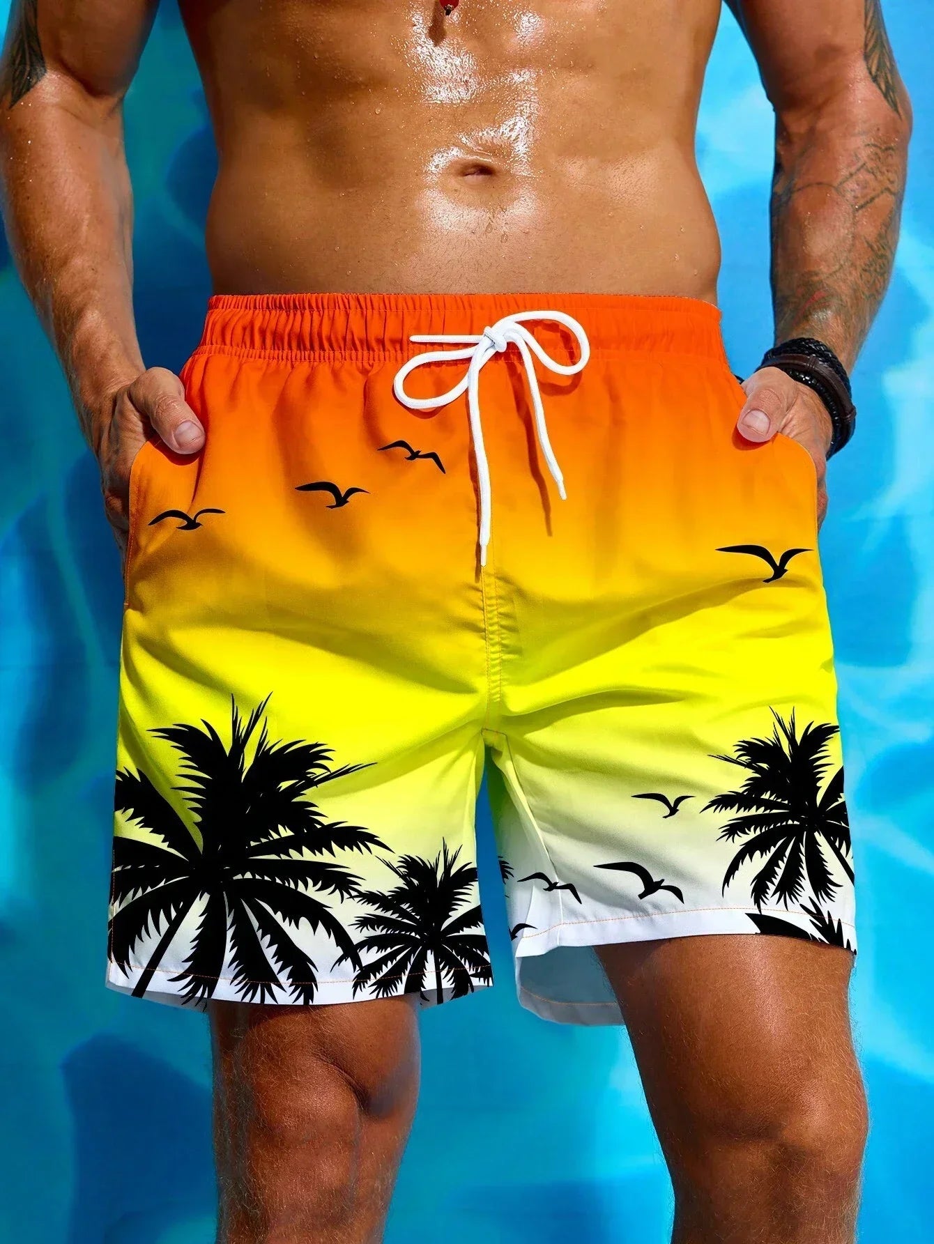 Swim Trunks Quick Dry Board Shorts Bathing Suit Breathable Drawstring With Pockets for Surfing Beach Summer Men's Swim Shorts5XL