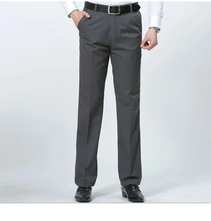 Mens 100% Cotton Summer Thin Pants Autumn Suit Pant Slacks High Waist Straight Loose Bland Solid Business Casual Pants Gozbkf