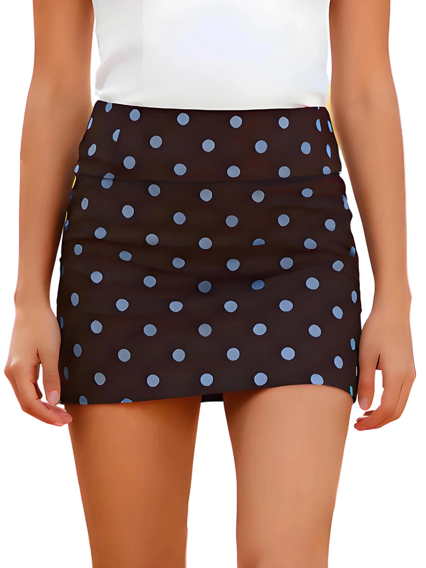 Women's Dot Mini Skirt Summer Fashionable Versatile Elastic Waist Bodycon Skirts