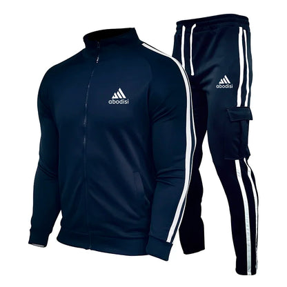 New Spring Fashion Casual Men Tracksuits Stripe Sportswear Men's Sets Jacket Casual Tracksuit Male Gyms Sweatshirt 2 Piece Set