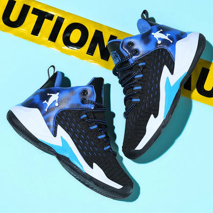 A pair of children's four-season high-top mesh basketball shoes, wear-resistant and comfortable sneakers, size 30-40，CT-685