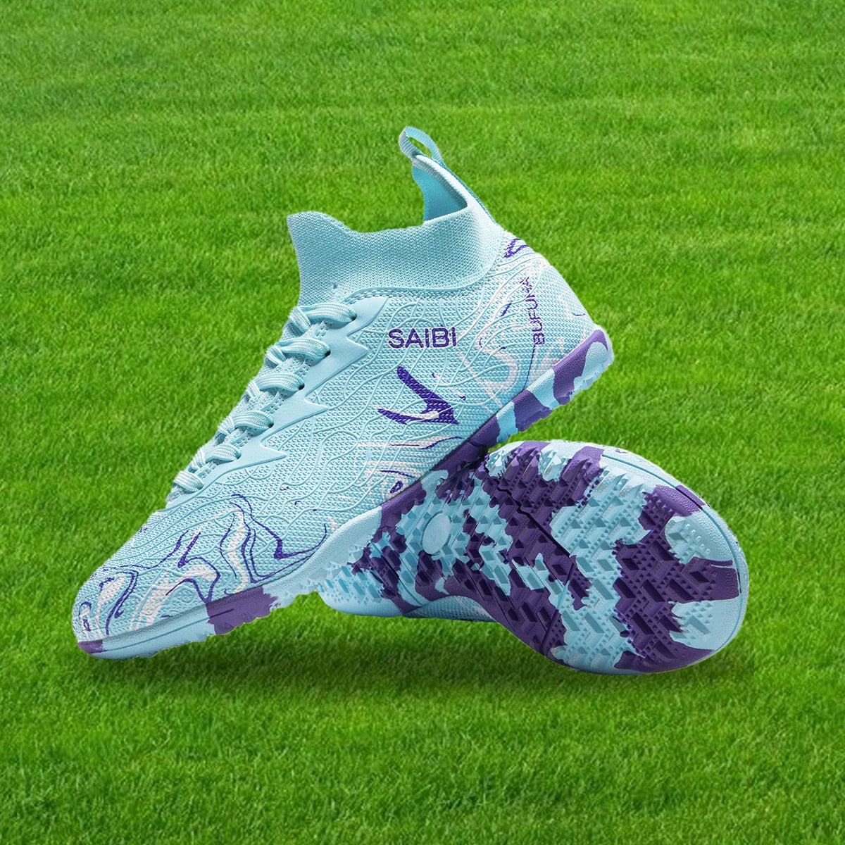 football boots sneakers chuteira society soccer shoes Above the ankle but not to the knee Anti-slip column Sole spikes