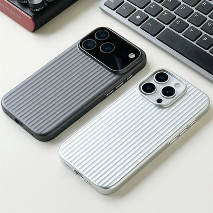 Stripes Metallic Paint Armor Case For iPhone 17 Air 16 15 14 13 Pro Max Shockproof Camera Protective Slim Matte PC Funda
