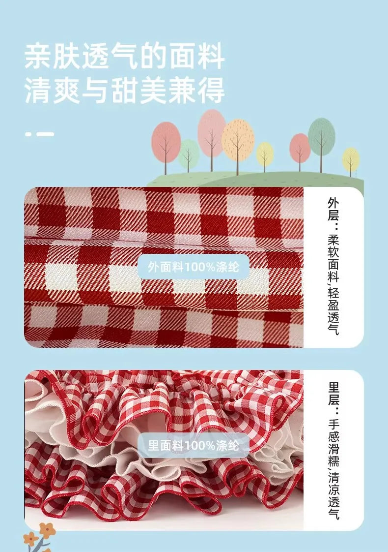 Girls' Lolita Dress, Summer Style, Stylish Plaid Princess Dress for Children, Baby Girl Summer Backless Suspender Dress