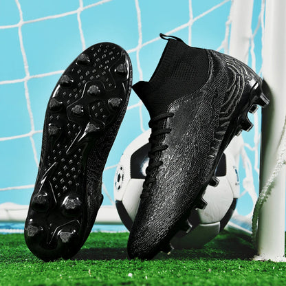 Men & Women AG Stud Leather Football Shoes, Anti-slip, for adult & student training, artificial and natural grass pitches