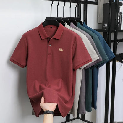 100% high-quality pure cotton men's summer polo T-shirt popular business commuting breathable cozy exquisite luxurious embroider