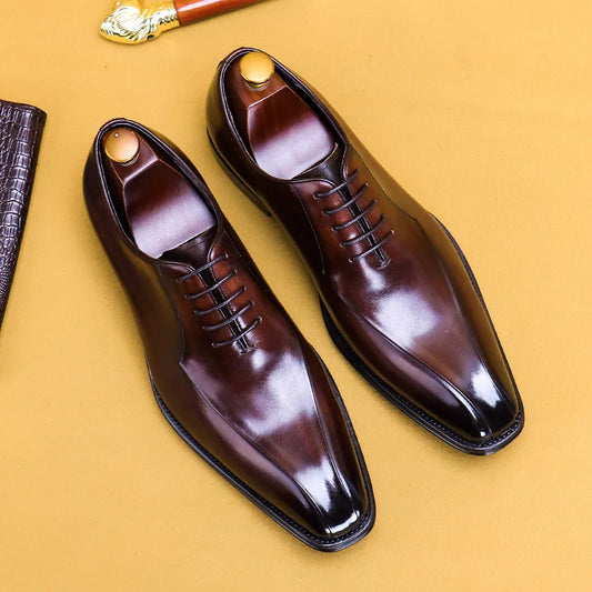 Italian Luxury High Quality Elegant Male Natural Genuine Leather Social Shoes Office Career Business Formal Solid Oxfords Shoes
