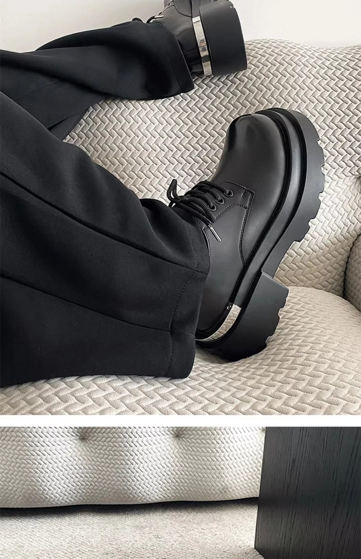 Original niche polished formal leather shoes new high-end feel thick sole with 7CM height increase big head casual shoes