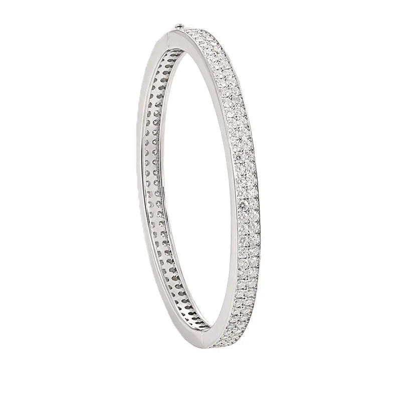 Real GRA Certified D Color 2mm 0.03CT Full Moissanite Bracelet Bangle for Women Party S925 Silver All Diamond Bracelets