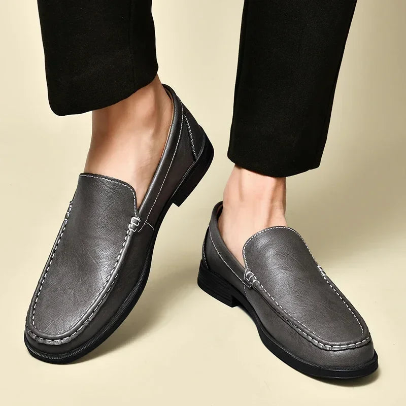 Leather Men Footwear Slip on Office Man Formal Shoes Wedding Party Men Dress Shoes Breath Driving Lazy Loafers
