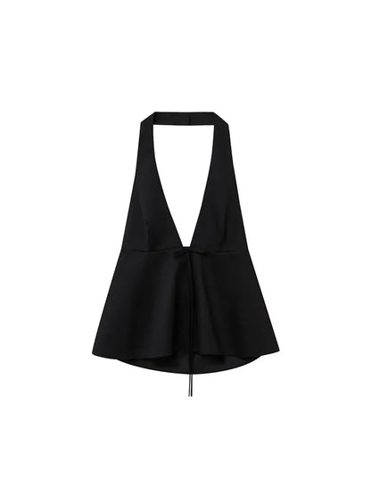 Women Summer Halter Camis Tank Tops 2025 Fashion Sweet Strapless Bow Female Elegant Street Backless Top Clothing