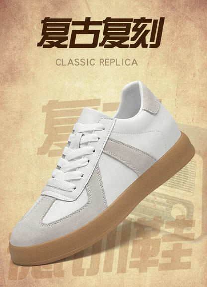 Invisible Height-Increasing Shoes 8cm German Training Shoes for Men, Summer Breathable Casual Sneakers, Genuine Leather Retro Versatile Forrest Gump Shoes 6cm