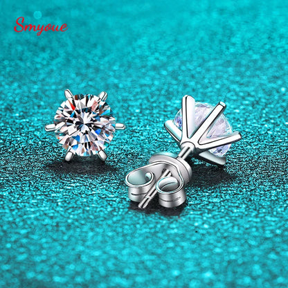 0.3-2ct GRA Moissanite Stud Earrings for Women Colorless Sparkling Wedding Ear Studs 100% S925 Sterling Silver Jewelry