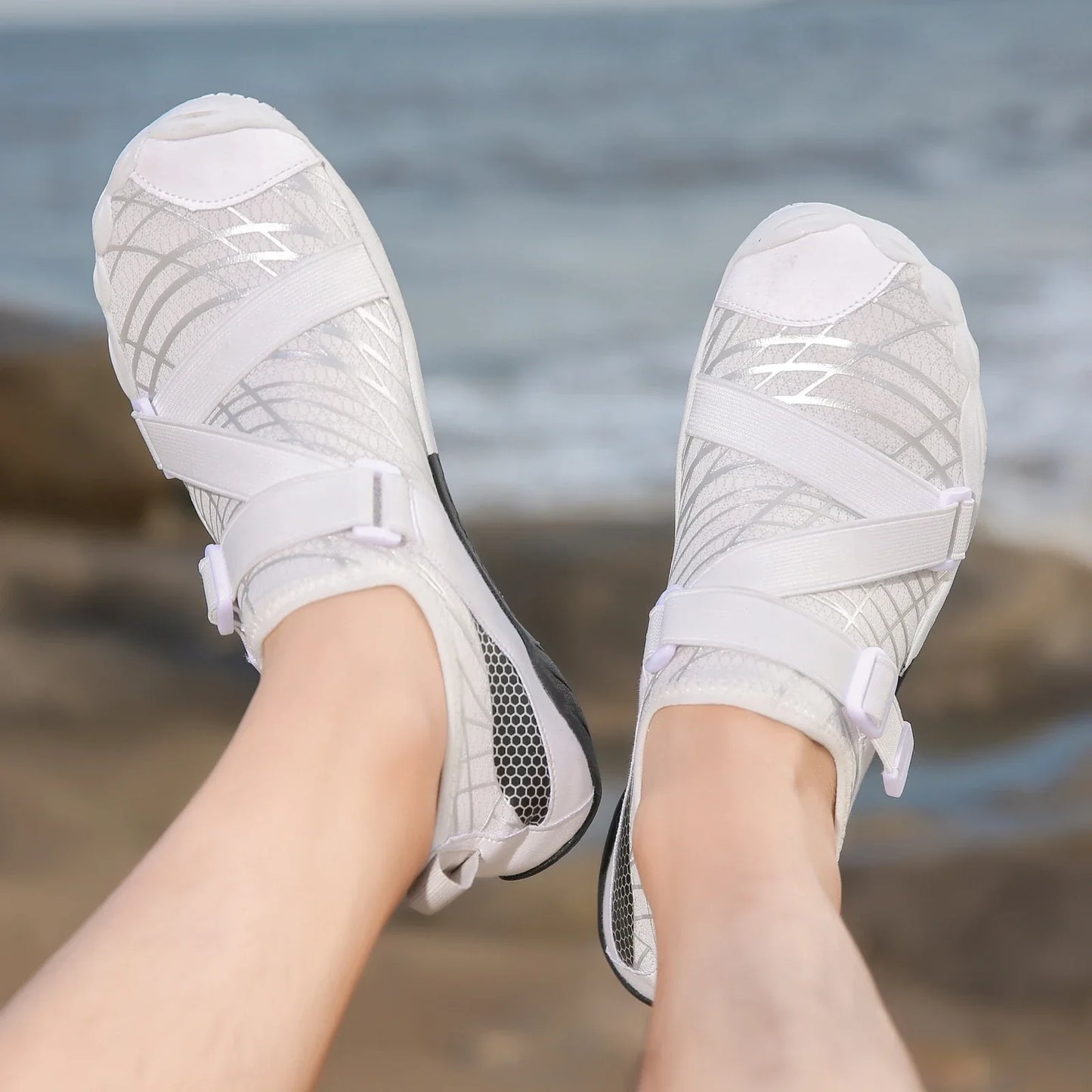 Men's Elastic Aqua Shoes Breathable Women Outdoor Wading Sneakers Quick Dry Water Shoes for Diving Swimming