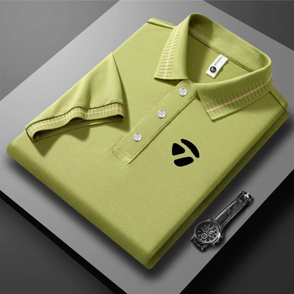 2026 New Men's Polo Collar T-shirt Short Sleeved Casual Sweat Absorbing Breathable T-shirt Men's Top