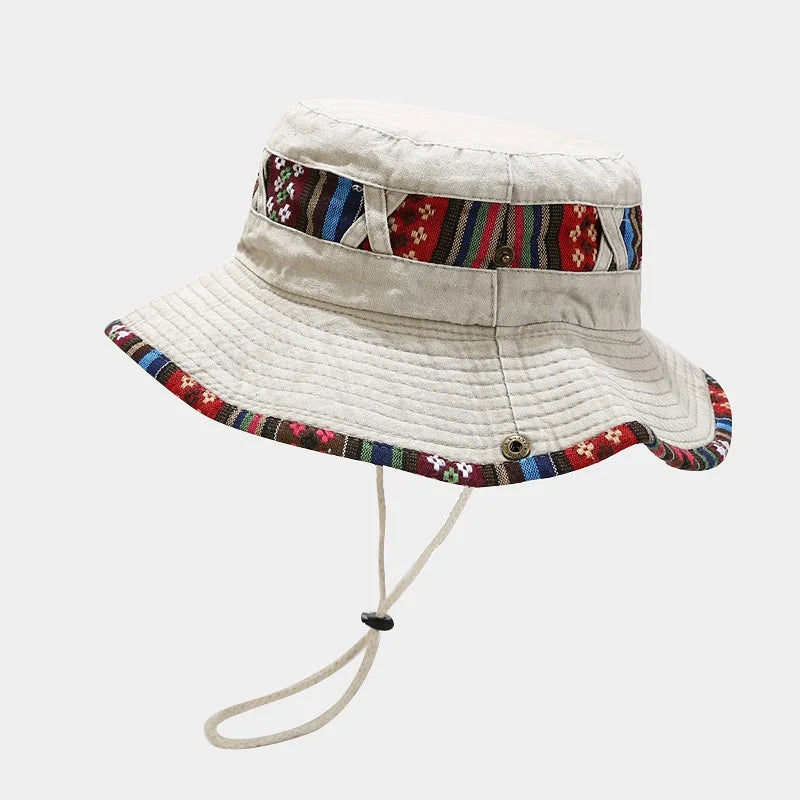 Cotton National Wind Solid Color Bucket Hat Outdoor Travel Sun Cap For Men And Women 15
