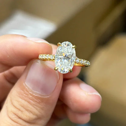 1ct-4ct Radiant Cut Full Moissanite Diamond Rings For Women Original 925 Silver Luxury Oval Cut Lady's Diamond Ring