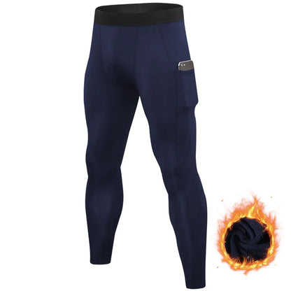 Men's Autumn and Winter Warm Running Tight Leggings Sports Gym Fitness Jogging Pants Fast Dry Running Compression leggings