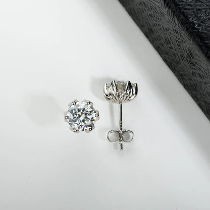 2cttw D Color Moissanite Diamond Lotus Stud Earrings 925 Sterling Silver Flower Earrings For Woman Gifts Wholesale