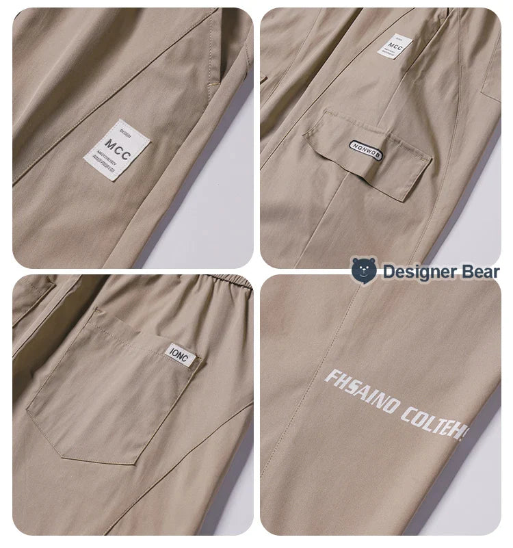 Spring Summer Thin Men's Cargo Pants Loose Tapered Elastic Cuff Jogger Trousers Quick Dry Casual Outdoor Haren Pants Male 5XL