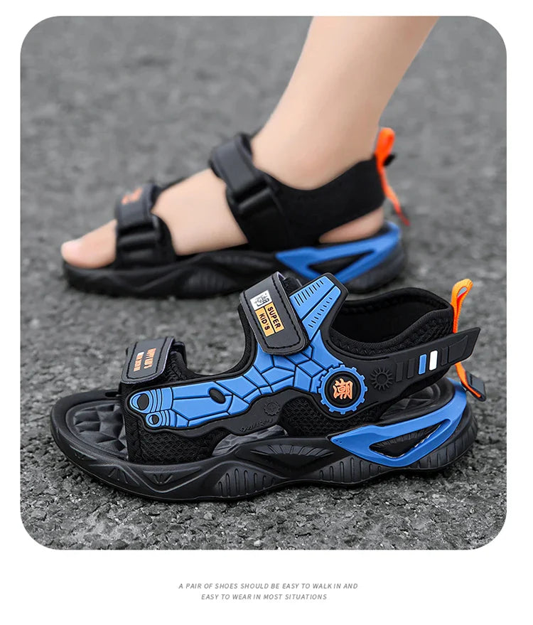 Summer Kids' Sandals Boys Soft Bottom Casual Beach Shoes School Students Comfortable Flat Walking Sandials