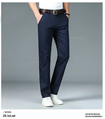 Summer New Men's Bamboo Fiber Slim Business Casual Pants Fashion Classic Breathable Designer Formal Long Trouser Male Clothing