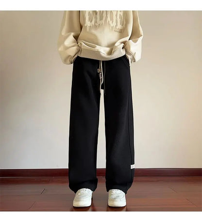High-street cool pineapple plaid straight-leg wide-leg pants for men, casual outdoor party loose floor-length pants