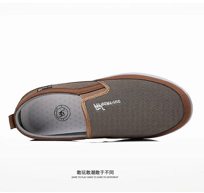 Loafers Men Sneakers Mesh Breathable Non-Slip Slip On Vulcanized Shoes Soft Sole Solid Color Comfortable Water Shoes