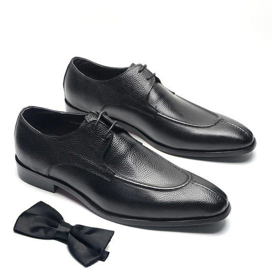 Italian Classy Men's Wedding Dress Shoes Black Genuine Cow Leather Lace-up Office Business Elegant Social Derby Formal Shoes Man