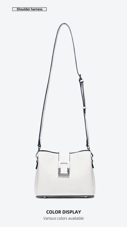 Genuine Leather White Designer Noble Shopper Shoulder Bag Commuter Large Bucket Handbag Women Tote Bucket Cross Body Bag