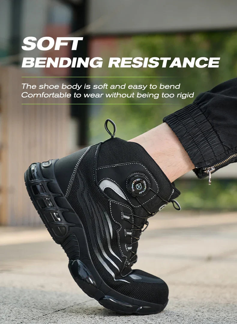 Rotating Buttons Safety Shoes Men Waterproof Steel Toe Safety Footwear Work Boots Men Anti-smash Anti-puncture Protective Boots