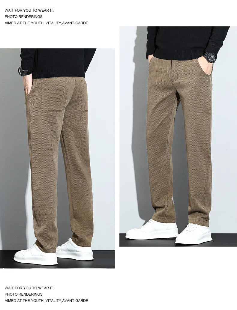 Korean Fashion Lyocell Casual Pants Men's New Spring Breathable Straight Elastic High Quality Daily Streetwear Male Trousers