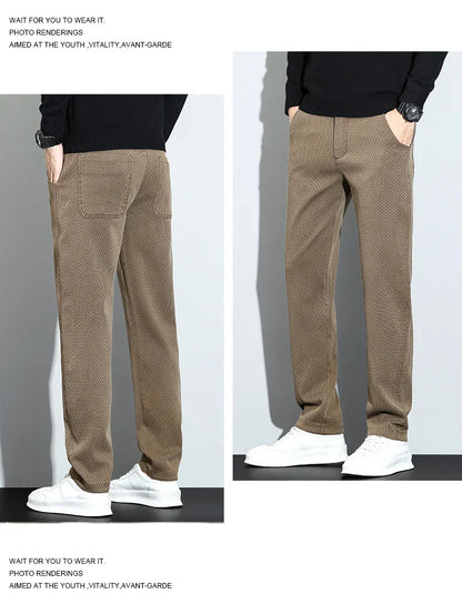 Korean Fashion Lyocell Casual Pants Men's New Spring Breathable Straight Elastic High Quality Daily Streetwear Male Trousers